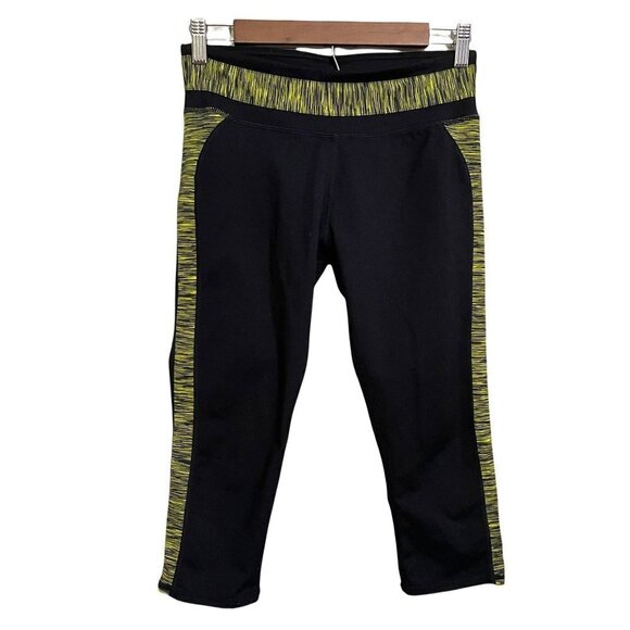 Fabletics Women's Black Yellow Camacan Capri Cropped Active Leggings Size Small - Picture 2 of 7